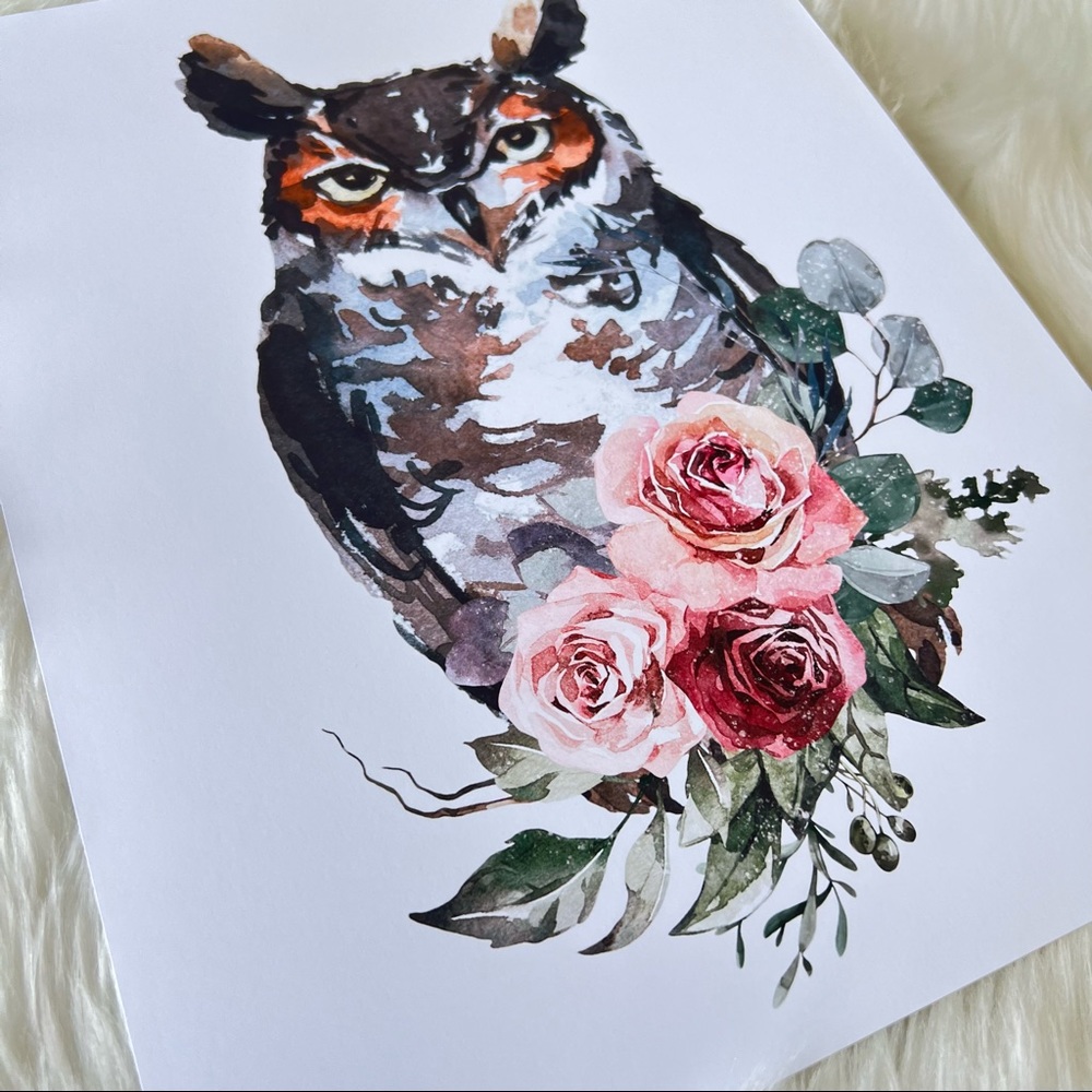 Owl Watercolor Wall Art Print Poster  Unframed - Picture 13 of 15